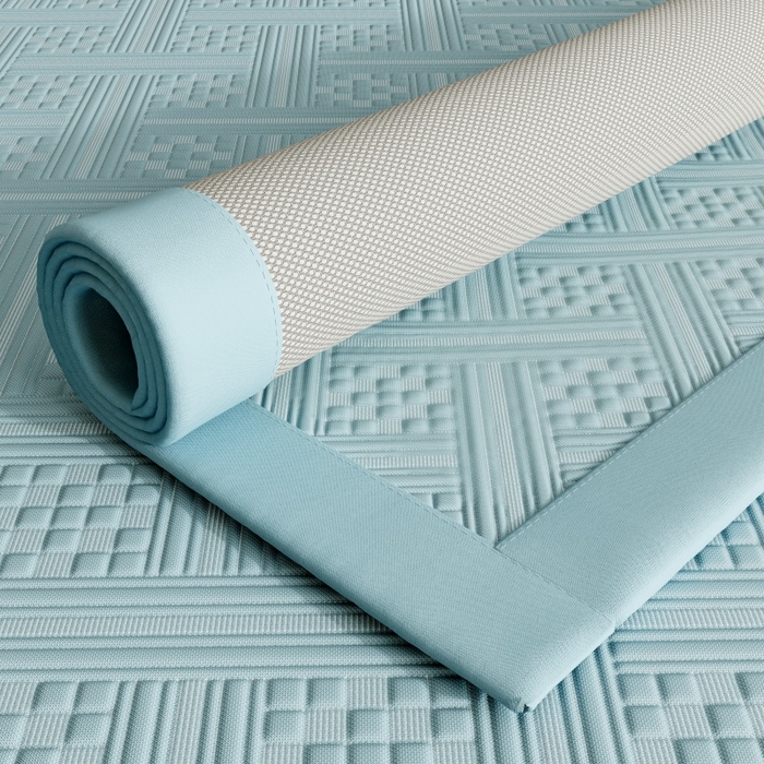 91家纺网 家纺一手货源 找家纺 宜派家纺 2026新款PE凉感冰丝席三件套-床席款 织序 -蓝