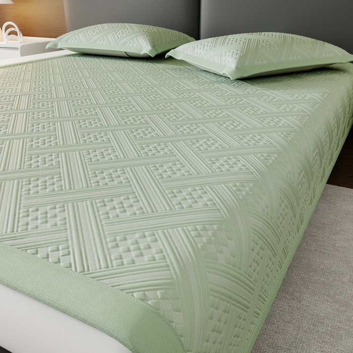 宜派家纺 2026新款PE凉感冰丝席三件套-床席款 织序 -绿