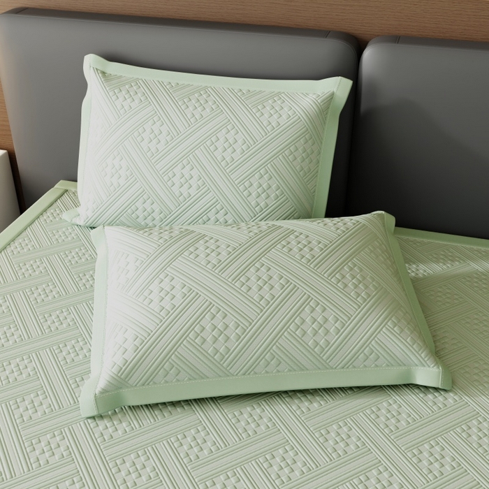 91家纺网 家纺一手货源 找家纺 宜派家纺 2026新款PE凉感冰丝席三件套-床席款 织序 -绿