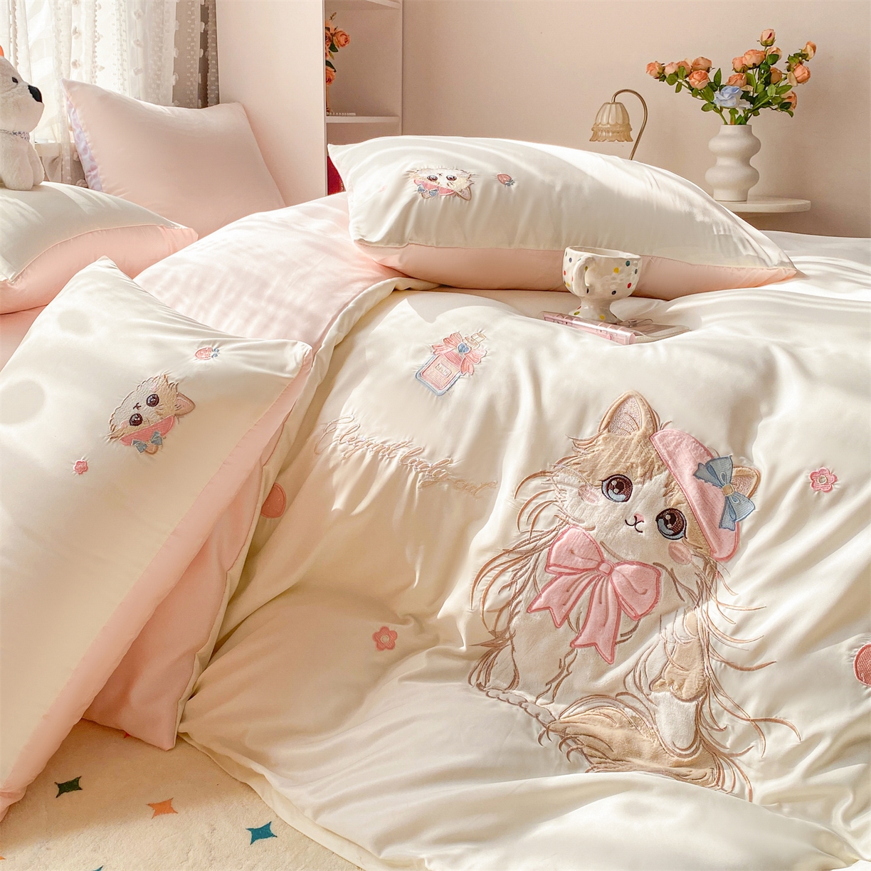 91家纺网 家纺一手货源 找家纺 （总）绒棉世家 2026新款水洗真丝天丝专版贴布绣四件套