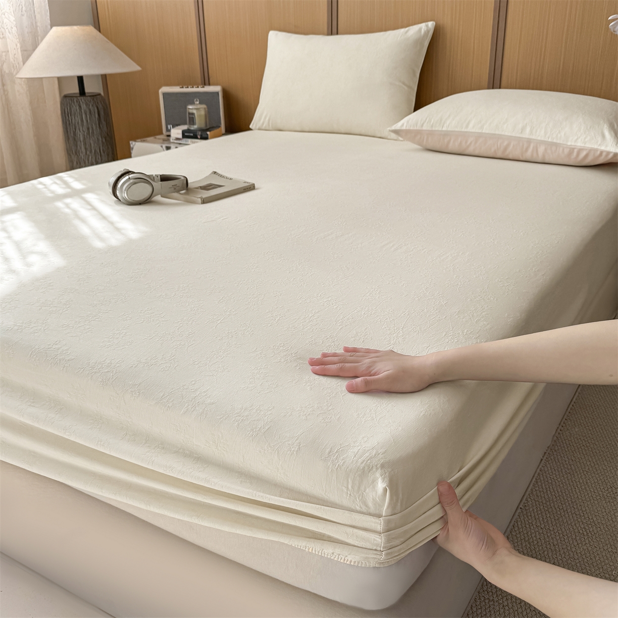 91家纺网 家纺一手货源 找家纺 （总）灰鲸 2026新款全棉纯棉三层纱色织提花床笠单品床笠床笠单件