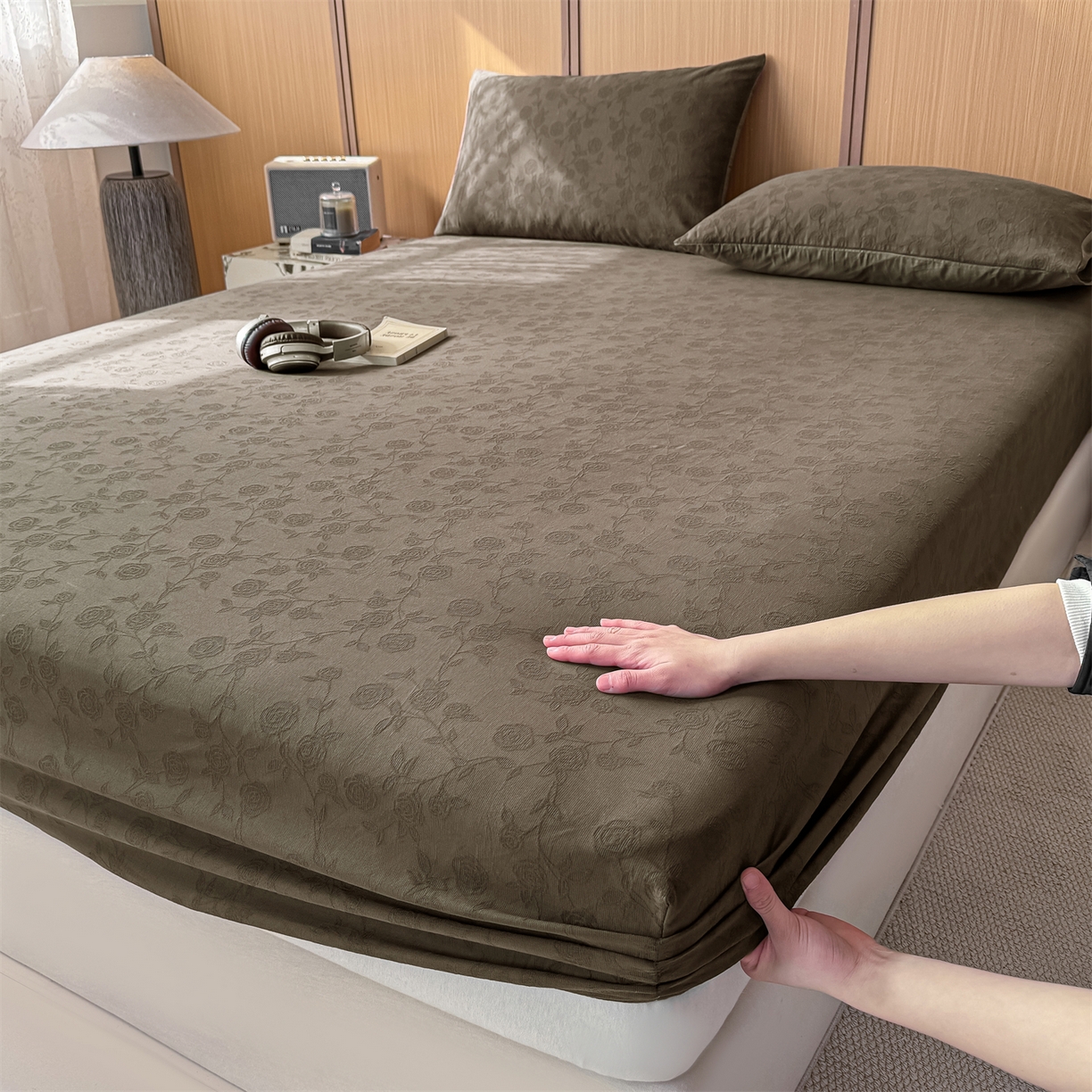 91家纺网 家纺一手货源 找家纺 （总）灰鲸 2026新款全棉纯棉三层纱色织提花床笠单品床笠床笠单件