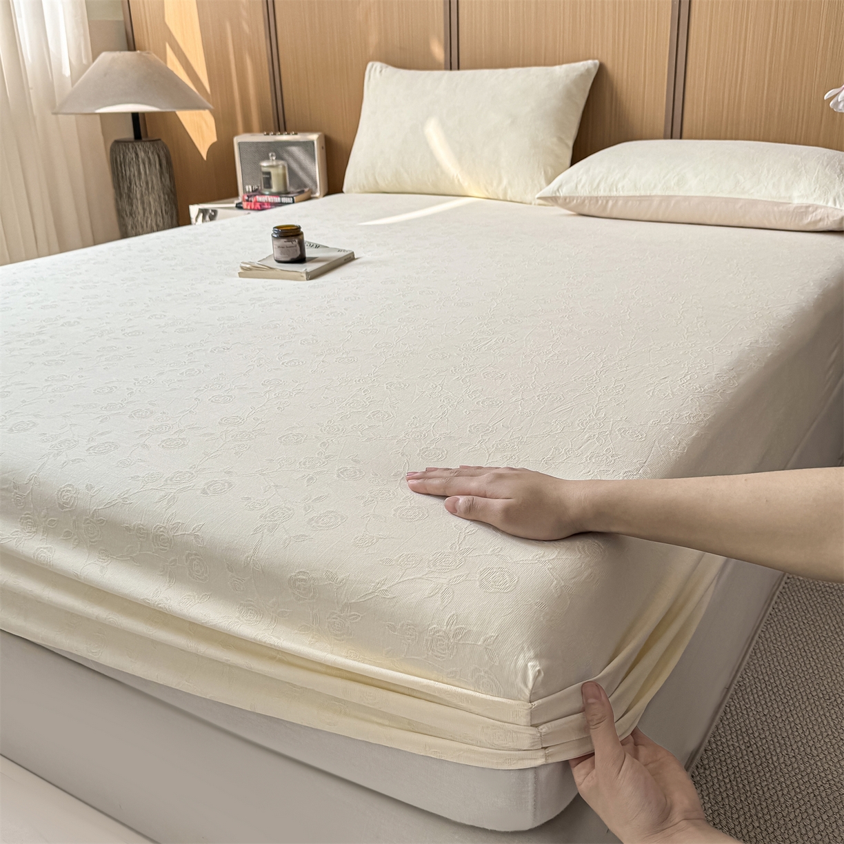 91家纺网 家纺一手货源 找家纺 （总）灰鲸 2026新款全棉纯棉三层纱色织提花床笠单品床笠床笠单件