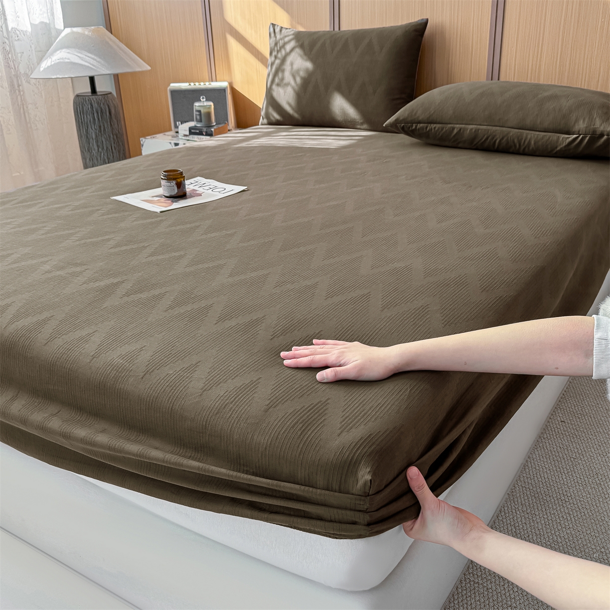 91家纺网 家纺一手货源 找家纺 （总）灰鲸 2026新款全棉纯棉三层纱色织提花床笠单品床笠床笠单件