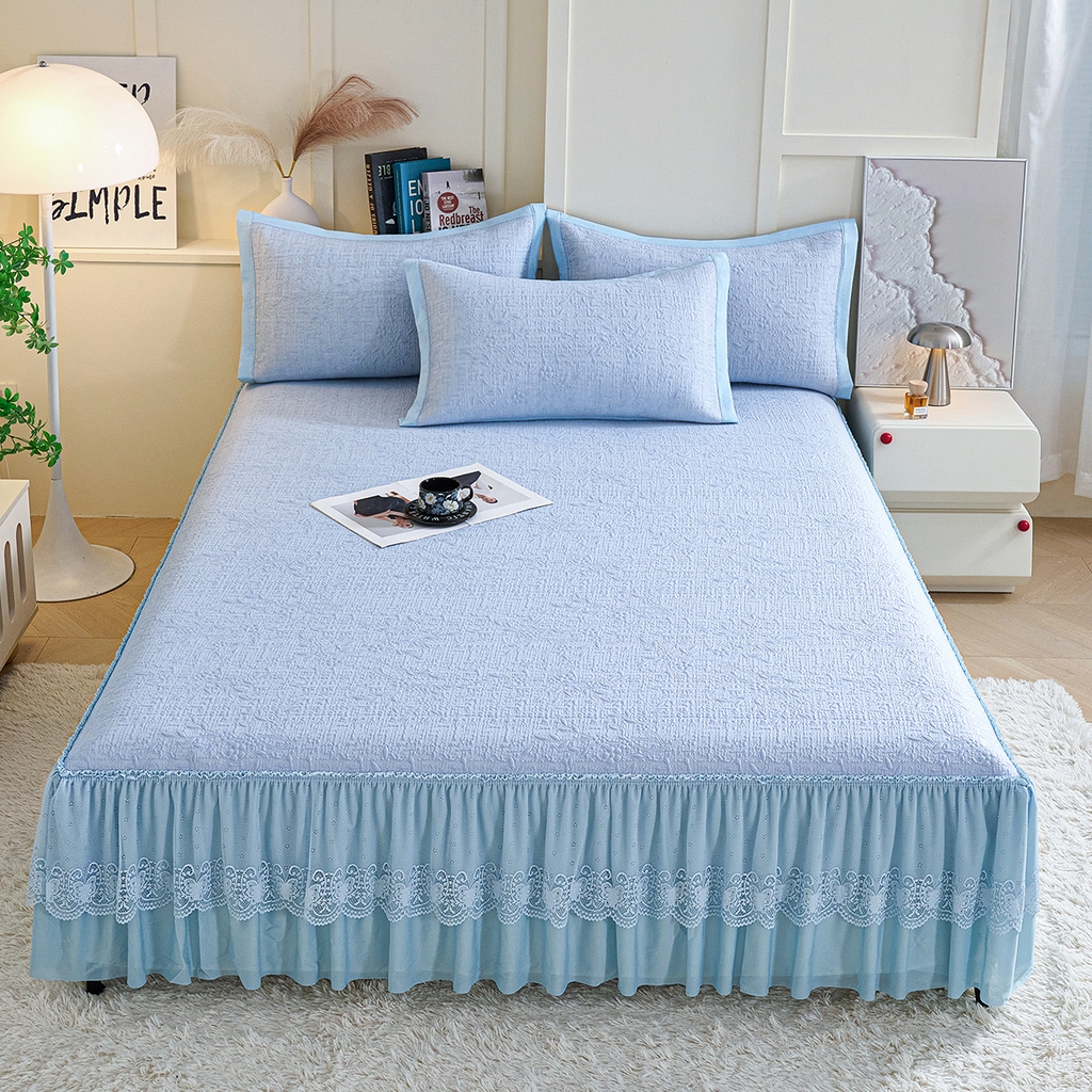 莱家富 2026新款A类凉感豆豆席-床裙款 床裙款-小清新蓝色