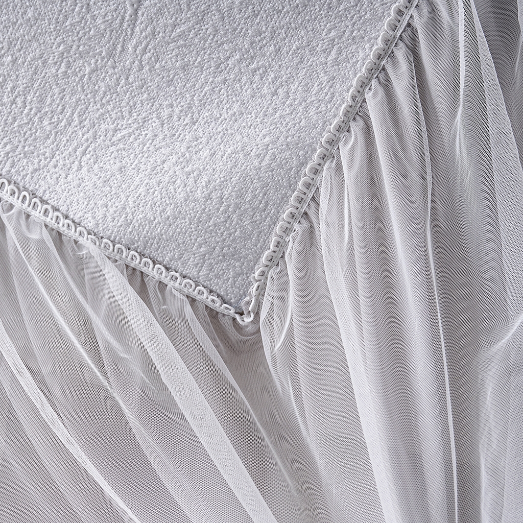 91家纺网 家纺一手货源 找家纺 莱家富 2026新款A类凉感豆豆席-床裙款 床裙款-喜上眉梢灰色