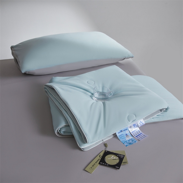 91家纺网 家纺一手货源 找家纺 雯豆家纺 2026春夏新款锦氨夏被空调被子被芯夏季凉感被小冰皮薄被子夏被夏凉被空调被 小冰皮-繁星蓝+轻奢灰