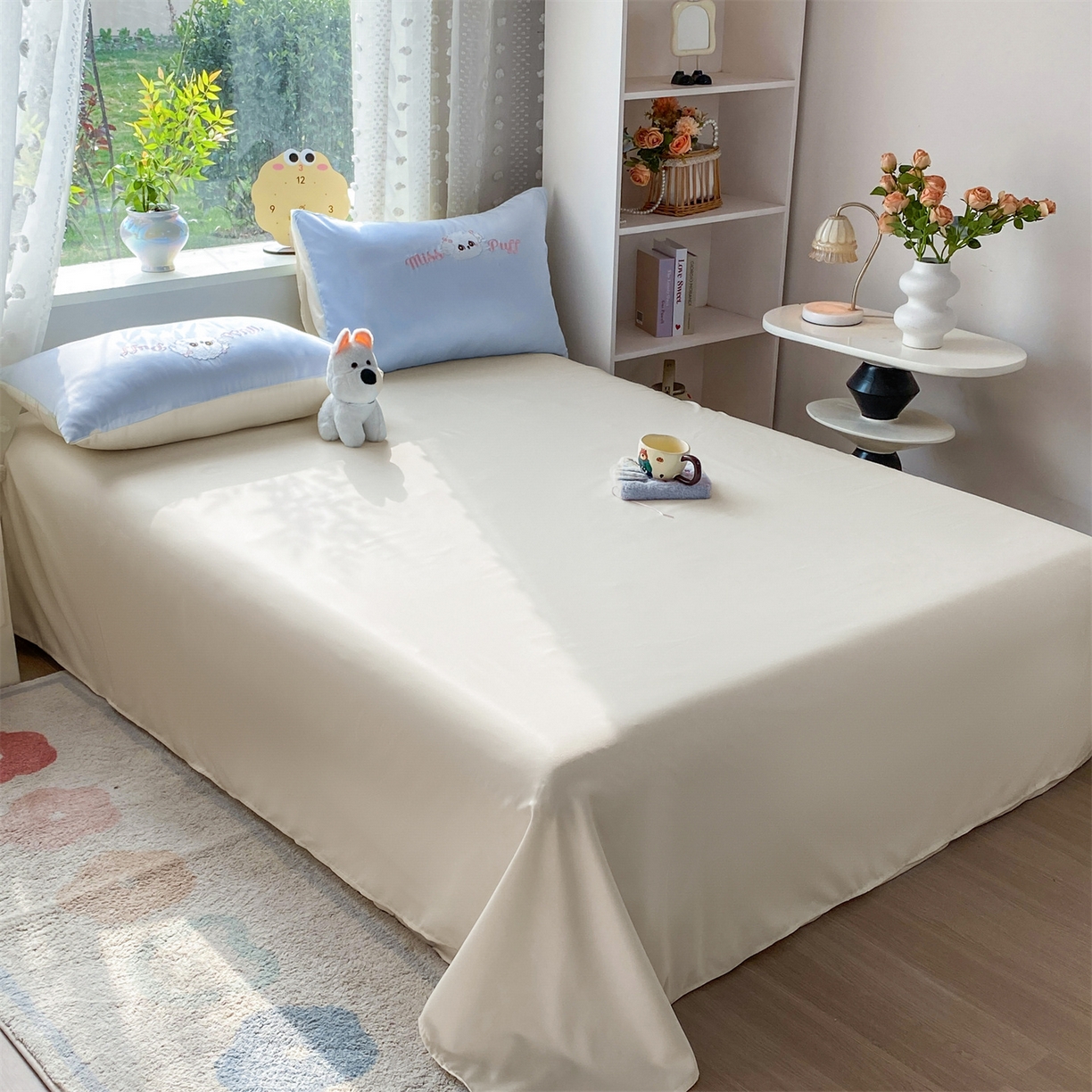 91家纺网 家纺一手货源 找家纺 绒棉世家 2026新款水洗天丝冰天丝专版贴布绣夏被四件套系列 泡芙奶狗