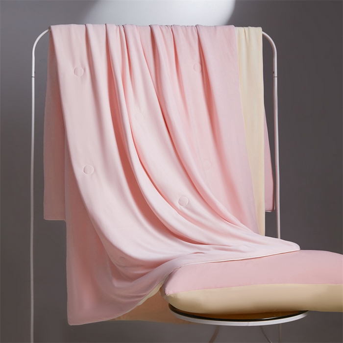 雯豆家纺 2026春夏新款锦氨夏被空调被子被芯夏季凉感被小冰皮薄被子夏被夏凉被空调被 小冰皮-海棠粉+淡雅黄