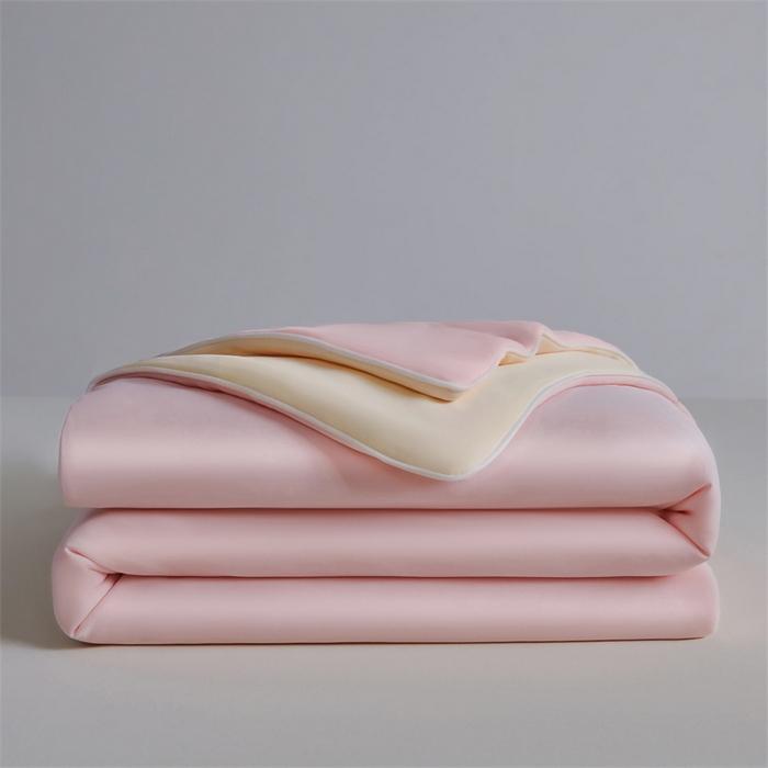 91家纺网 家纺一手货源 找家纺 雯豆家纺 2026春夏新款锦氨夏被空调被子被芯夏季凉感被小冰皮薄被子夏被夏凉被空调被 小冰皮-海棠粉+淡雅黄