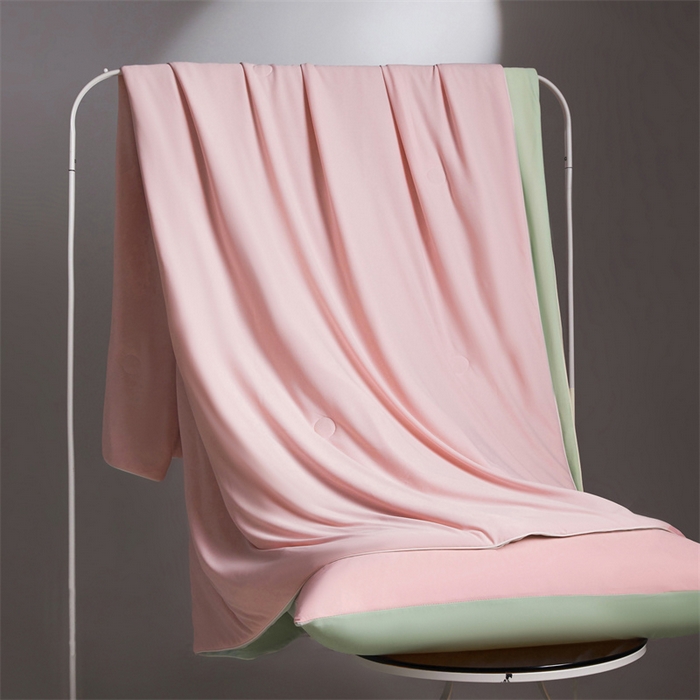 雯豆家纺 2026春夏新款锦氨夏被空调被子被芯夏季凉感被小冰皮薄被子夏被夏凉被空调被 小冰皮-海棠粉+青柠绿