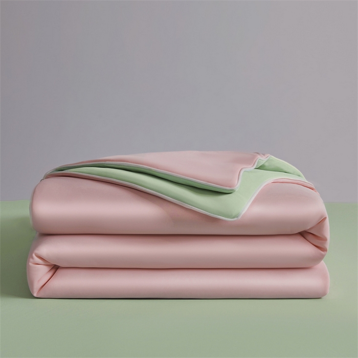 91家纺网 家纺一手货源 找家纺 雯豆家纺 2026春夏新款锦氨夏被空调被子被芯夏季凉感被小冰皮薄被子夏被夏凉被空调被 小冰皮-海棠粉+青柠绿