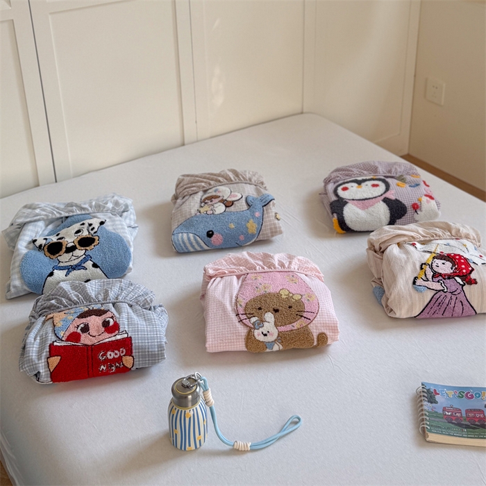 91家纺网 家纺一手货源 找家纺 （总）暖生活 2026新款全棉纯棉色织水洗棉毛巾绣床笠三件套