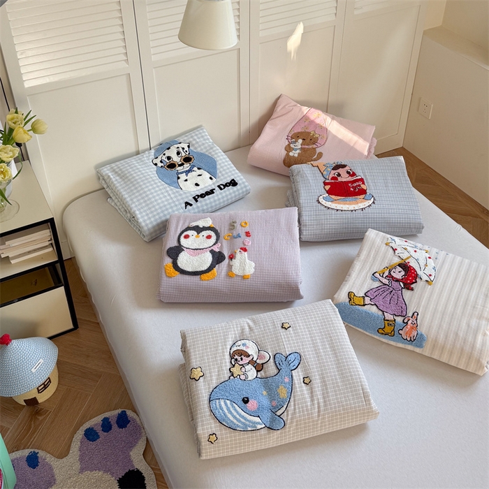 91家纺网 家纺一手货源 找家纺 （总）暖生活 2026新款全棉纯棉色织水洗棉毛巾绣床笠三件套