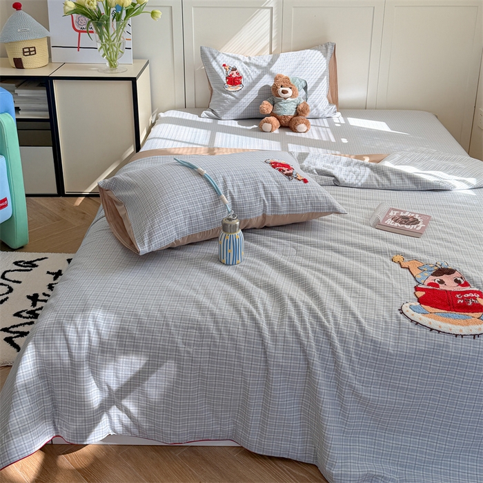 91家纺网 家纺一手货源 找家纺 暖生活 2026新款全棉纯棉色织水洗棉毛巾绣床笠三件套 阅读星人