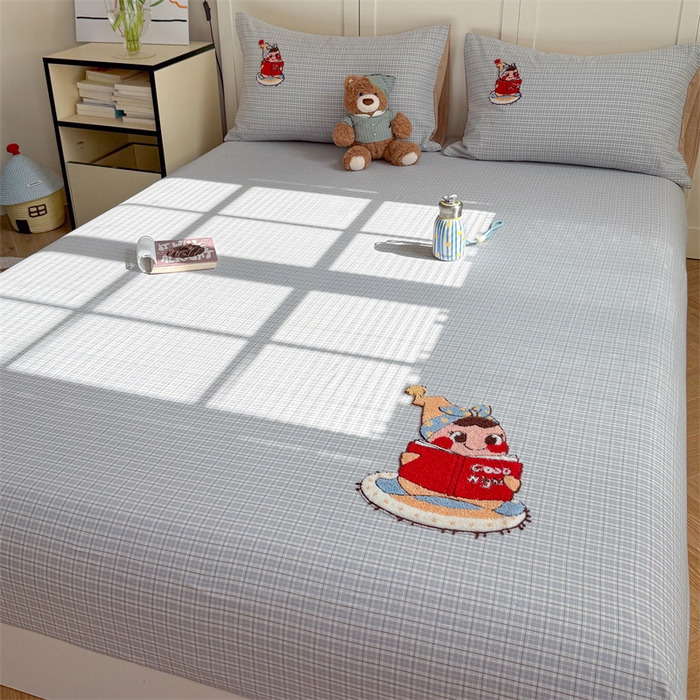 91家纺网 家纺一手货源 找家纺 暖生活 2026新款全棉纯棉色织水洗棉毛巾绣床笠三件套 阅读星人