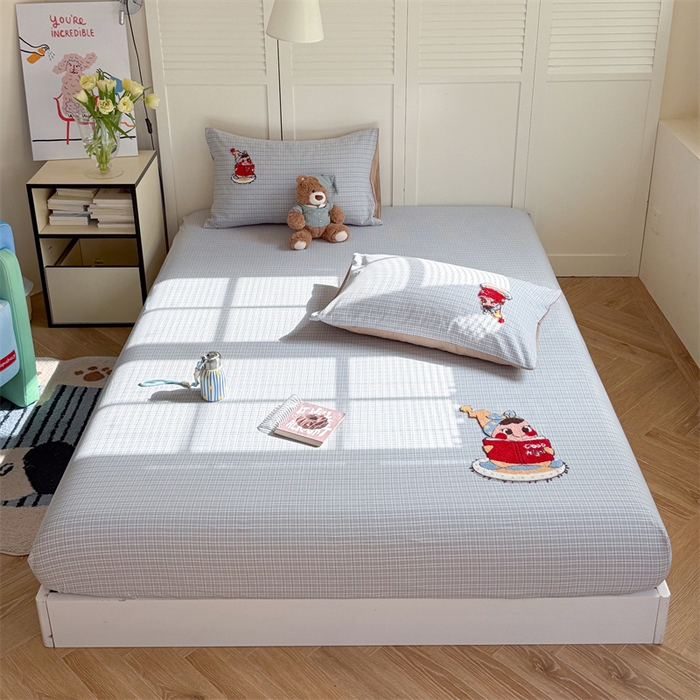 91家纺网 家纺一手货源 找家纺 暖生活 2026新款全棉纯棉色织水洗棉毛巾绣床笠三件套 阅读星人