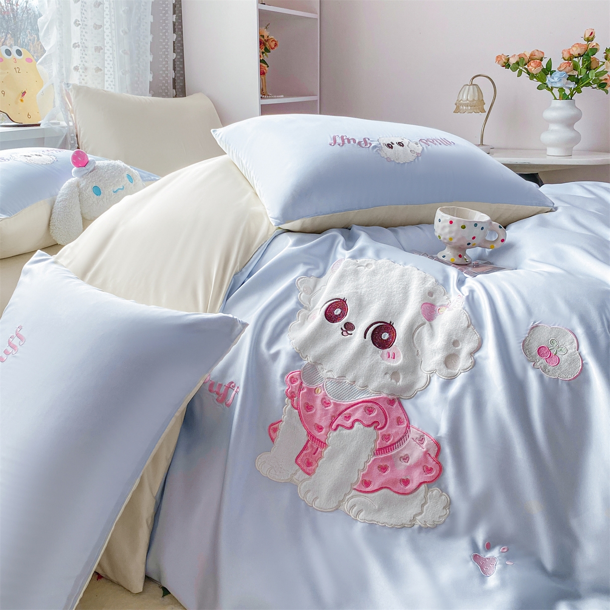 91家纺网 家纺一手货源 找家纺 （总）绒棉世家 2026新款水洗真丝天丝专版贴布绣四件套