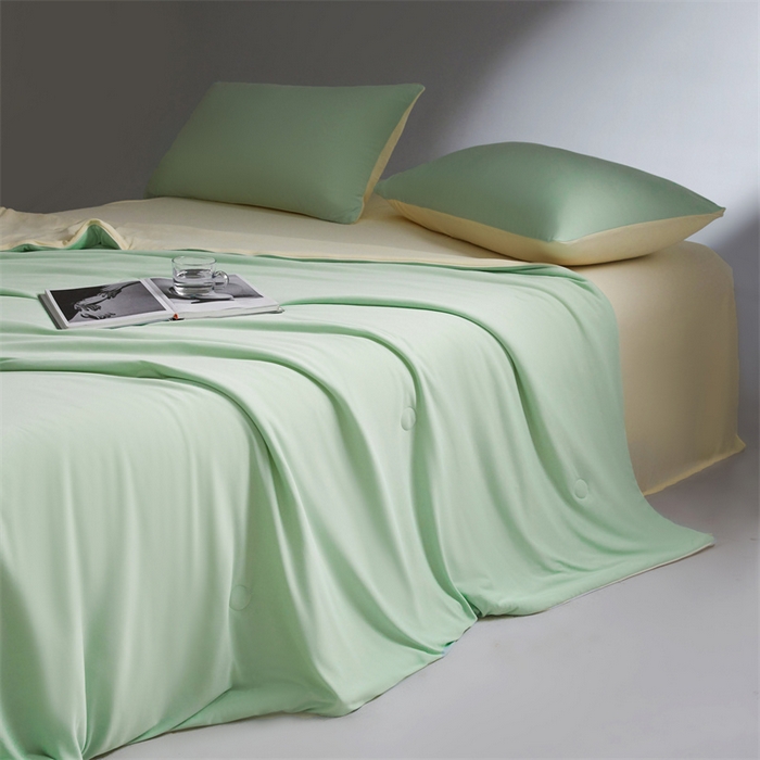 91家纺网 家纺一手货源 找家纺 雯豆家纺 2026春夏新款锦氨夏被空调被子被芯夏季凉感被小冰皮薄被子夏被夏凉被空调被 小冰皮-青柠绿+淡雅黄