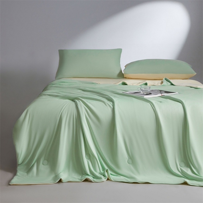 91家纺网 家纺一手货源 找家纺 雯豆家纺 2026春夏新款锦氨夏被空调被子被芯夏季凉感被小冰皮薄被子夏被夏凉被空调被 小冰皮-青柠绿+淡雅黄