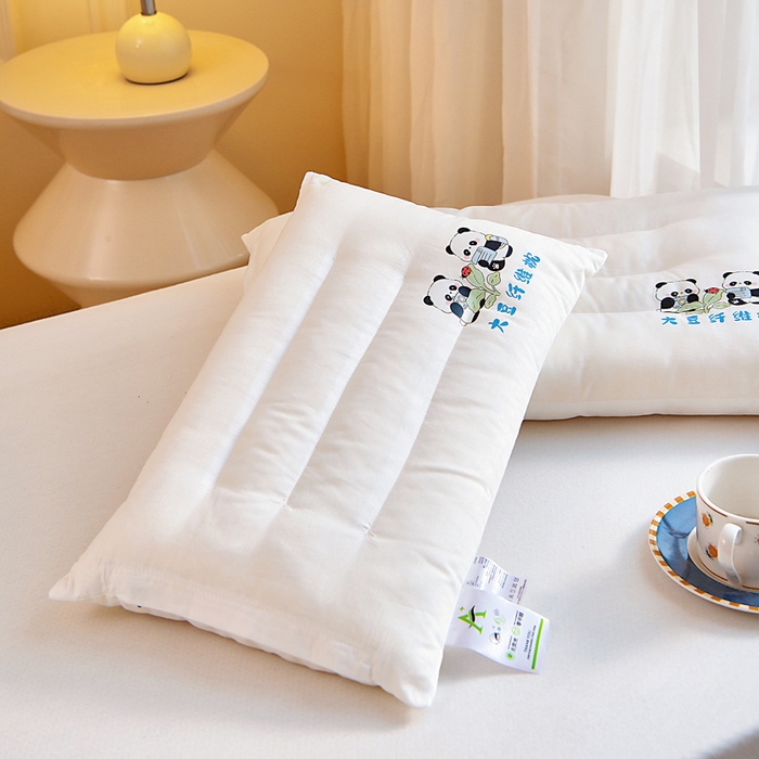91家纺网 家纺一手货源 找家纺 吉咪兔家纺 2026新款儿童A类全棉大豆纤维枕芯单人学生宿舍枕头幼儿园卡通软枕护颈椎 大熊猫