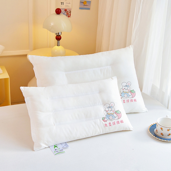 91家纺网 家纺一手货源 找家纺 吉咪兔家纺 2026新款儿童A类全棉大豆纤维枕芯单人学生宿舍枕头幼儿园卡通软枕护颈椎 小兔子