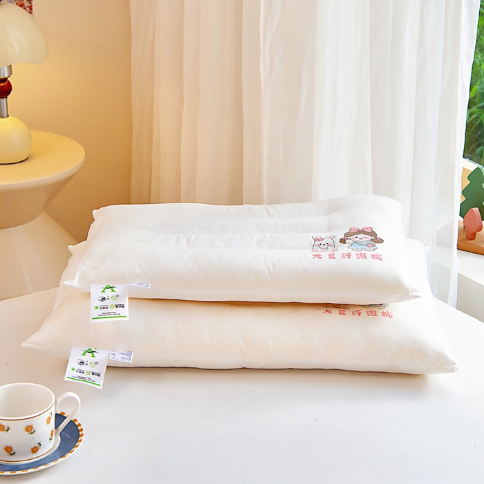 91家纺网 家纺一手货源 找家纺 吉咪兔家纺 2026新款儿童A类全棉大豆纤维枕芯单人学生宿舍枕头幼儿园卡通软枕护颈椎 小女孩