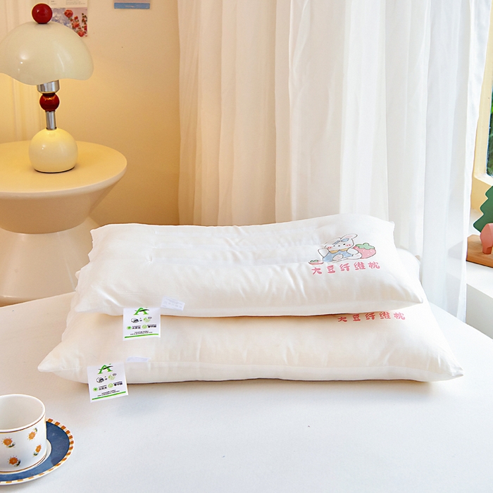 91家纺网 家纺一手货源 找家纺 吉咪兔家纺 2026新款儿童A类全棉大豆纤维枕芯单人学生宿舍枕头幼儿园卡通软枕护颈椎 小兔子