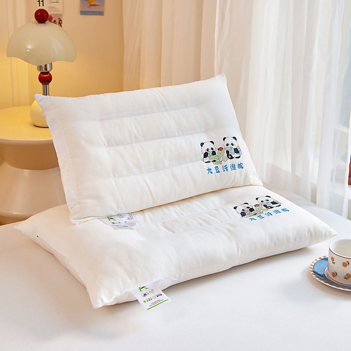 吉咪兔家纺 2026新款儿童A类全棉大豆纤维枕芯单人学生宿舍枕头幼儿园卡通软枕护颈椎 大熊猫