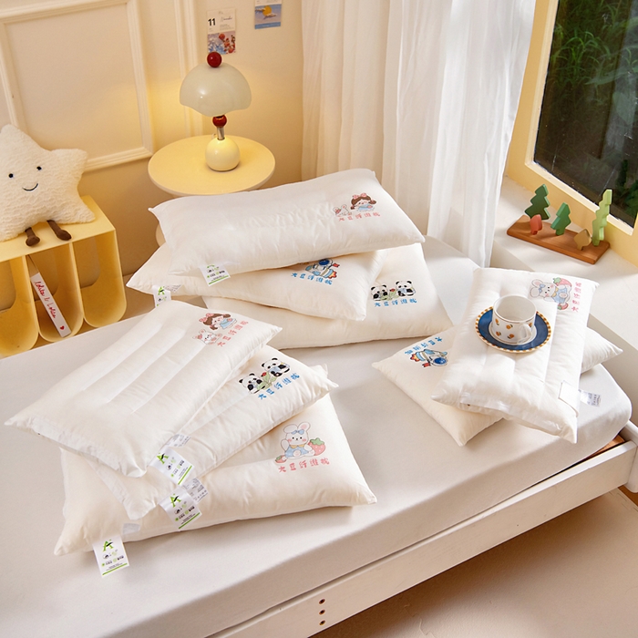 吉咪兔家纺 2026新款儿童A类全棉大豆纤维枕芯单人学生宿舍枕头幼儿园卡通软枕护颈椎 组合图仅供展示不可下单
