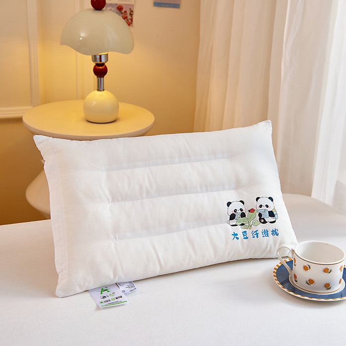 91家纺网 家纺一手货源 找家纺 吉咪兔家纺 2026新款儿童A类全棉大豆纤维枕芯单人学生宿舍枕头幼儿园卡通软枕护颈椎 大熊猫