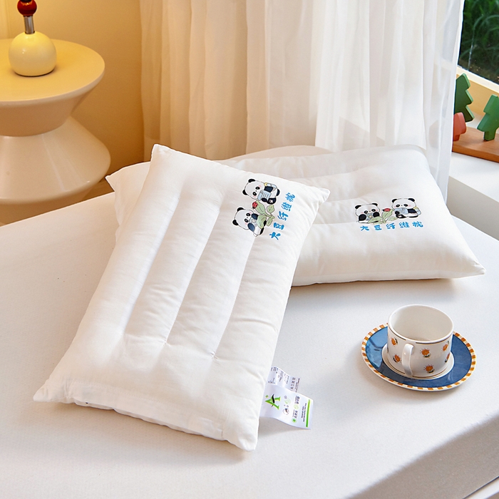 91家纺网 家纺一手货源 找家纺 吉咪兔家纺 2026新款儿童A类全棉大豆纤维枕芯单人学生宿舍枕头幼儿园卡通软枕护颈椎 大熊猫