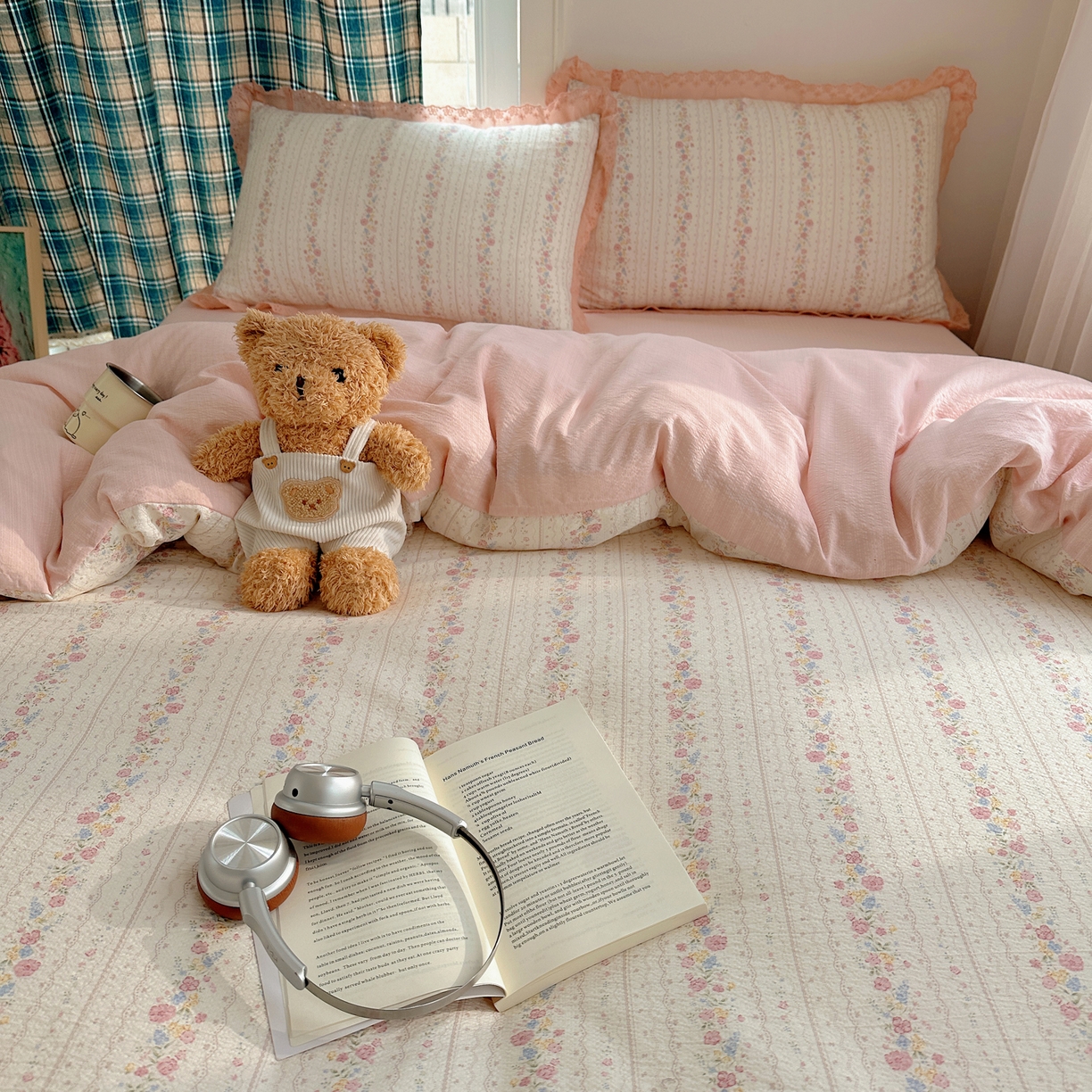 91家纺网 家纺一手货源 找家纺 仟网汇 2026新款彩色花边皱皱纱四件套 扶摇