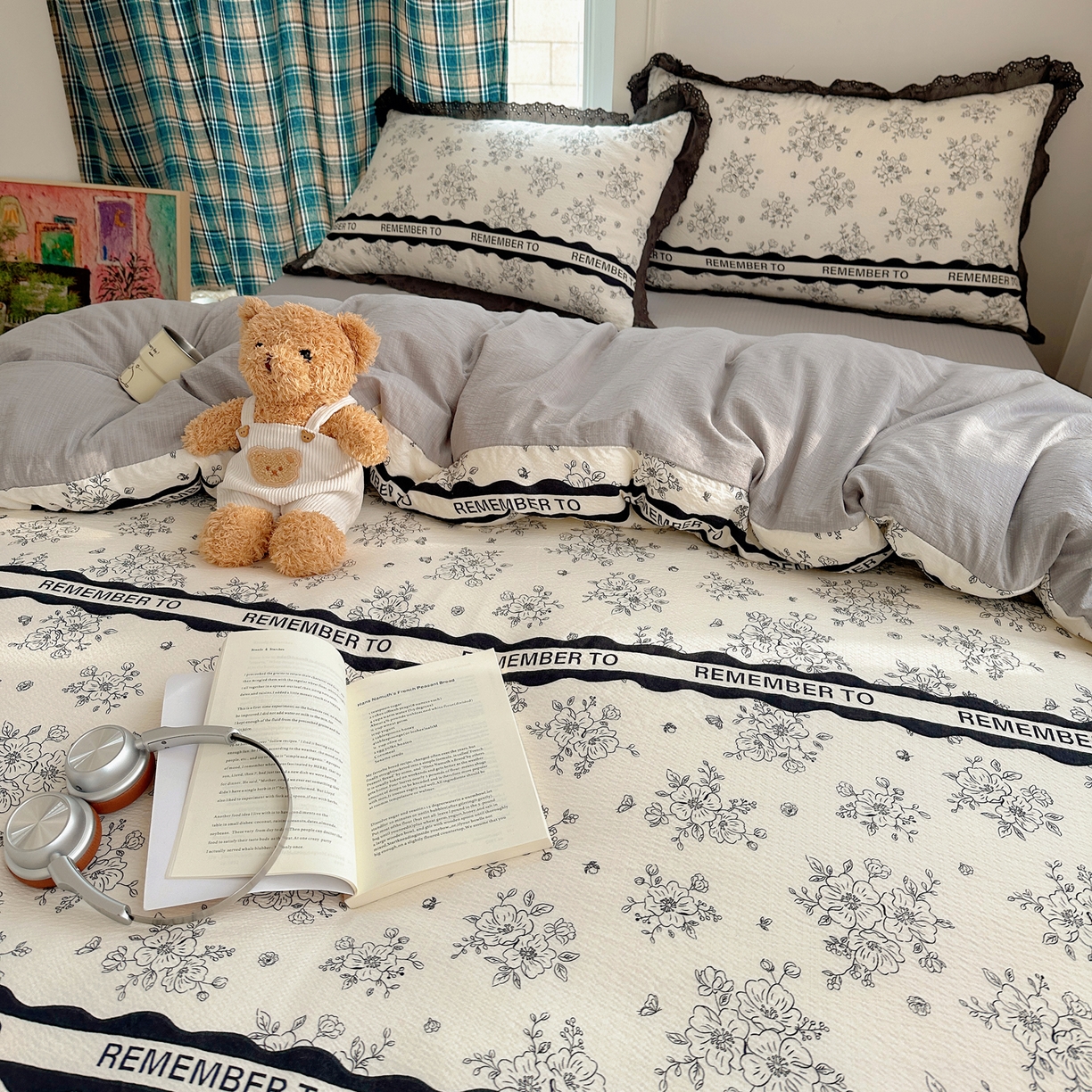 91家纺网 家纺一手货源 找家纺 仟网汇 2026新款彩色花边皱皱纱四件套 赫本