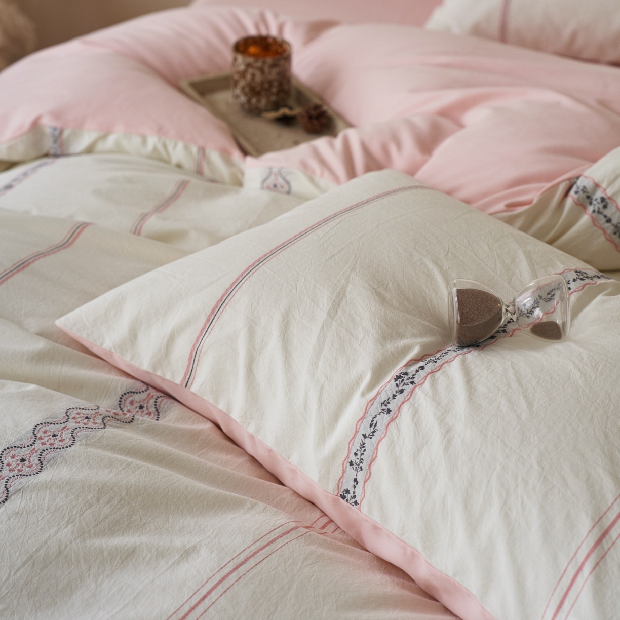 91家纺网 家纺一手货源 找家纺 （总）安莱生活 2026春夏新款水洗棉色织全棉纯棉剪花繁花系列四件套 剪花繁花系列（券后最低控价319）