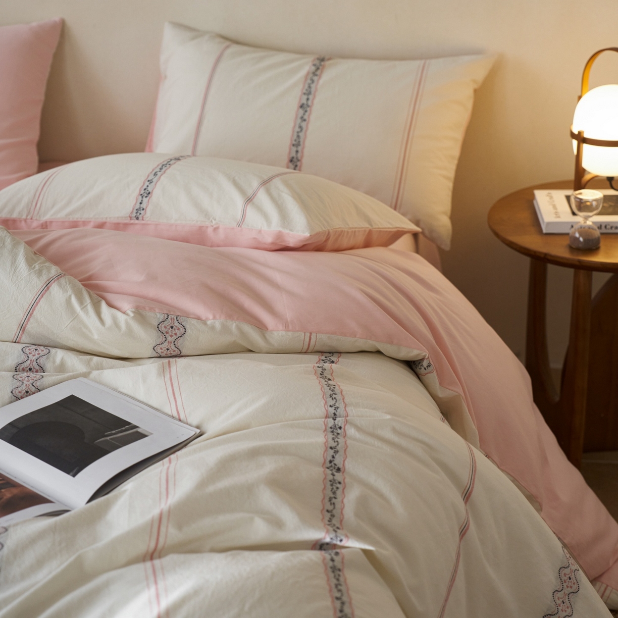 91家纺网 家纺一手货源 找家纺 （总）安莱生活 2026春夏新款水洗棉色织全棉纯棉剪花繁花系列四件套 剪花繁花系列（券后最低控价319）