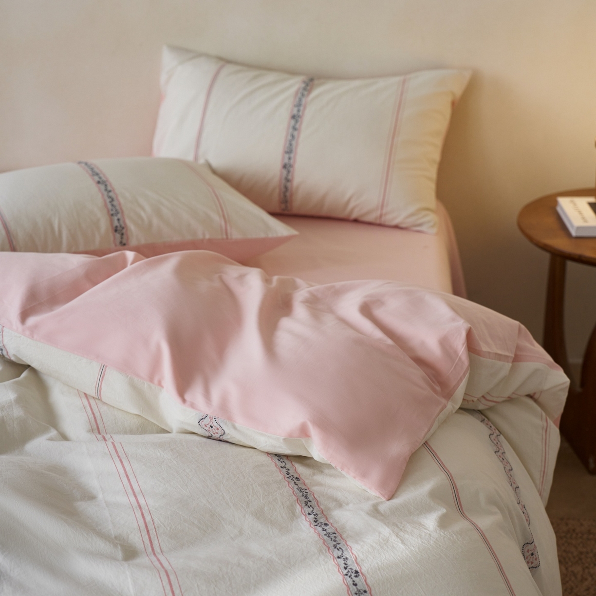 91家纺网 家纺一手货源 找家纺 （总）安莱生活 2026春夏新款水洗棉色织全棉纯棉剪花繁花系列四件套 剪花繁花系列（券后最低控价319）