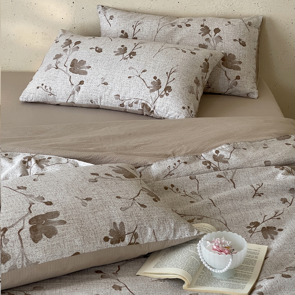 91家纺网 家纺一手货源 找家纺 （总）一加一 2026新款花边素麻复古风大豆夏被夏凉被空调被四件套-素麻生活