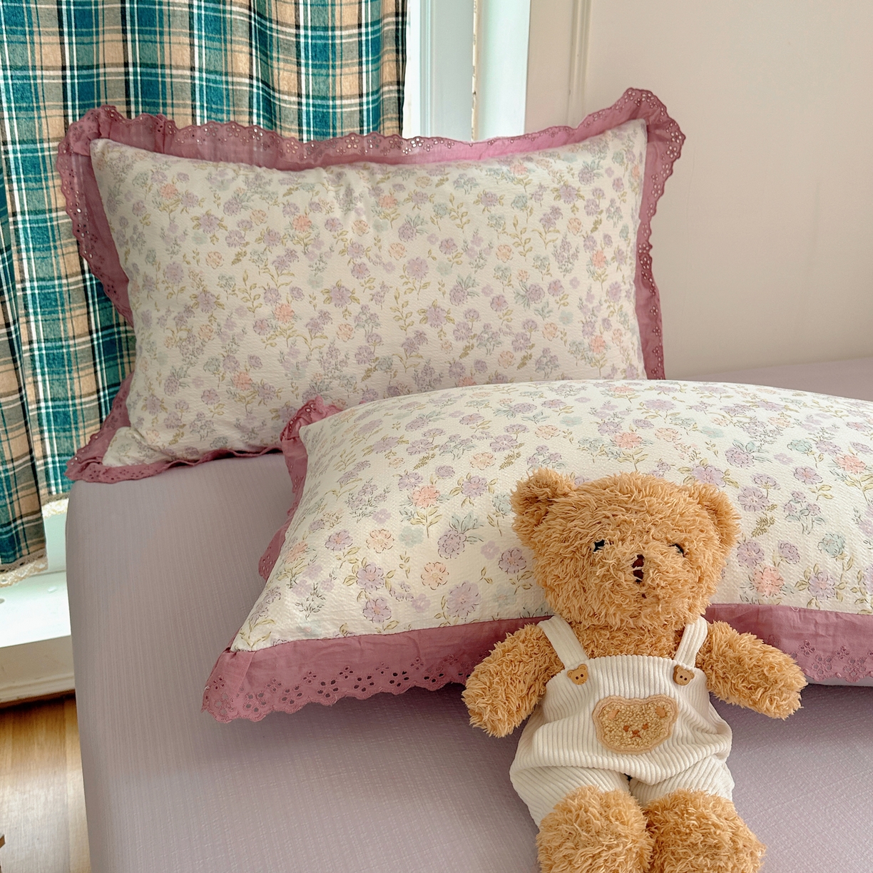 91家纺网 家纺一手货源 找家纺 仟网汇 2026新款彩色花边皱皱纱四件套 花漫漫