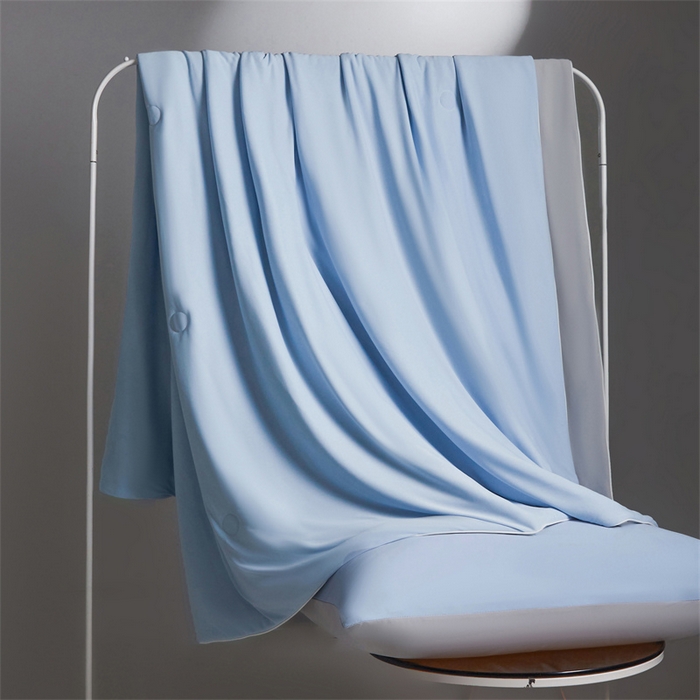 雯豆家纺 2026春夏新款锦氨夏被空调被子被芯夏季凉感被小冰皮薄被子夏被夏凉被空调被 小冰皮-幽梦蓝+轻奢灰