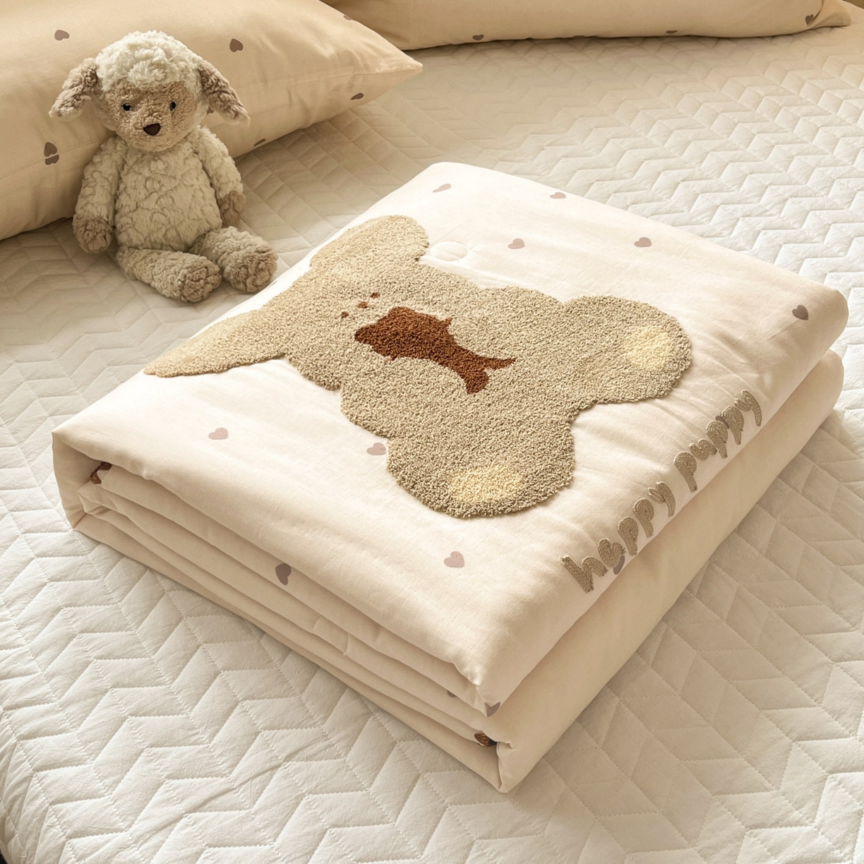 91家纺网 家纺一手货源 找家纺 （总）一加一 2026新款全棉双层纱卡通毛巾绣大豆夏被夏凉被空调被-卡通生活