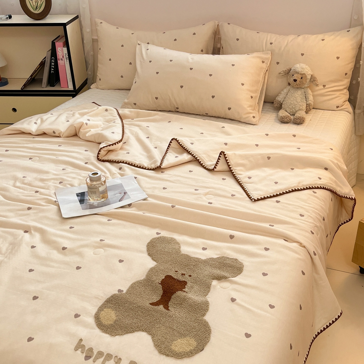 91家纺网 家纺一手货源 找家纺 一加一 2025新款彩纱色织全棉大豆单人宿舍被学生被 天竺  黄