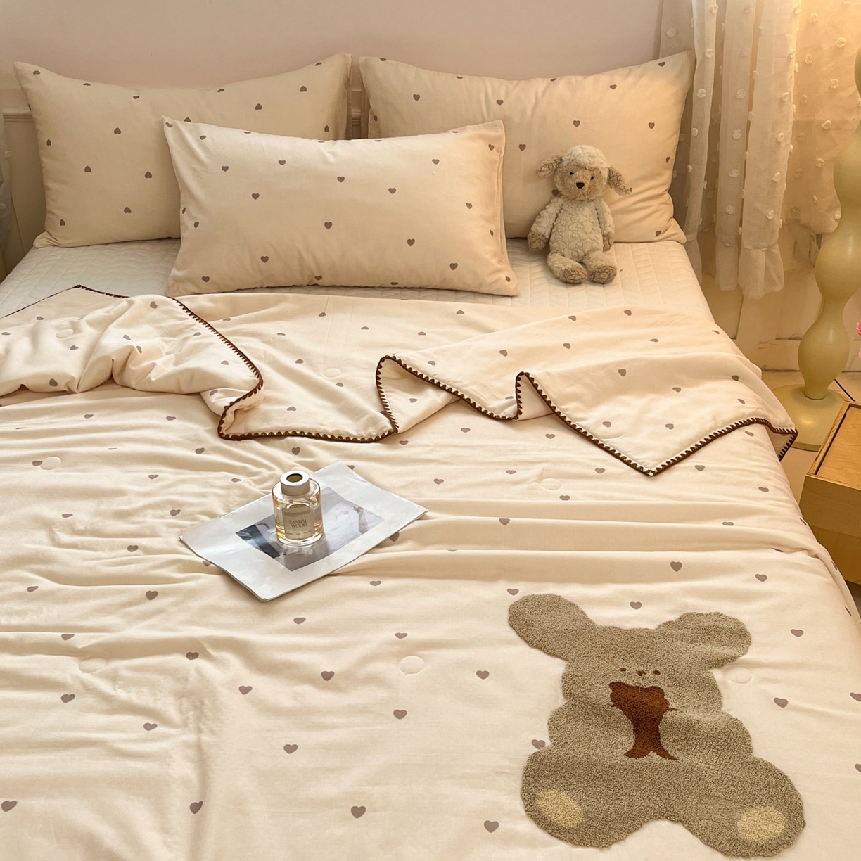 91家纺网 家纺一手货源 找家纺 （总）一加一 2026新款全棉双层纱卡通毛巾绣大豆夏被夏凉被空调被-卡通生活