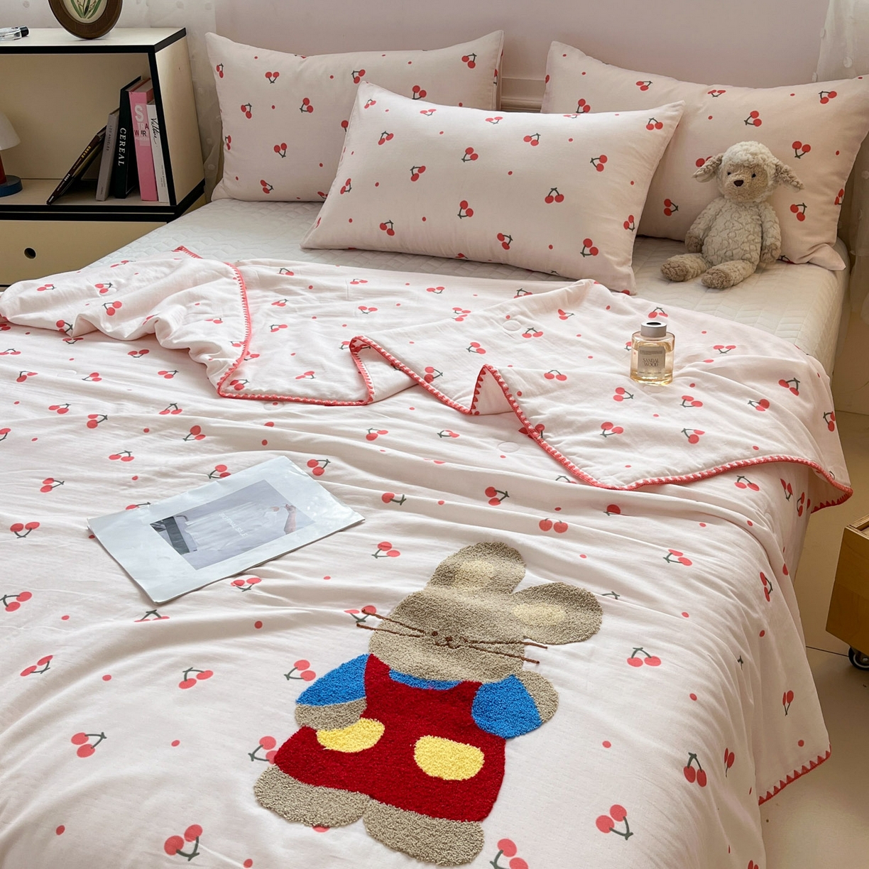 91家纺网 家纺一手货源 找家纺 （总）一加一 2026新款全棉双层纱卡通毛巾绣大豆夏被夏凉被空调被-卡通生活