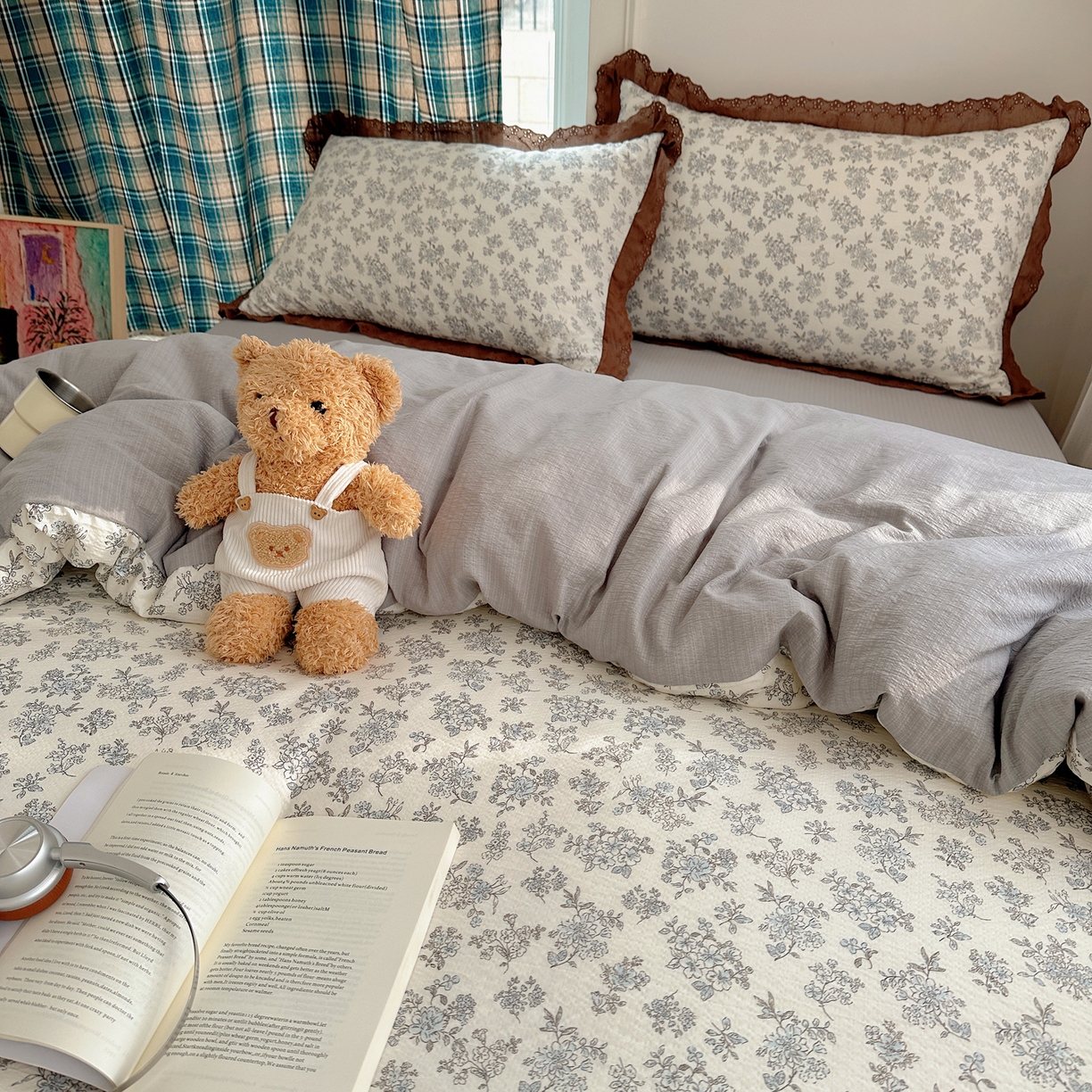 91家纺网 家纺一手货源 找家纺 仟网汇 2026新款彩色花边皱皱纱四件套 阑珊