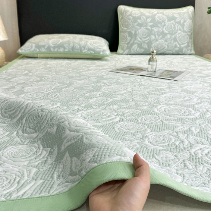 91家纺网 家纺一手货源 找家纺 （总）伊人坊 2026新款A类550克凉感提花值过0.21冰豆豆家用凉席子三件套夏季---凉席款