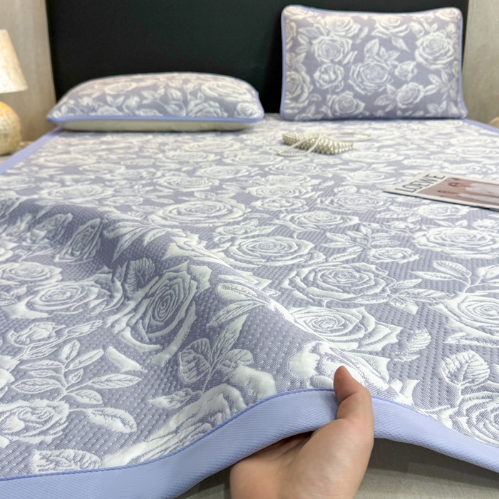 91家纺网 家纺一手货源 找家纺 （总）伊人坊 2026新款A类550克凉感提花值过0.21冰豆豆家用凉席子三件套夏季---凉席款