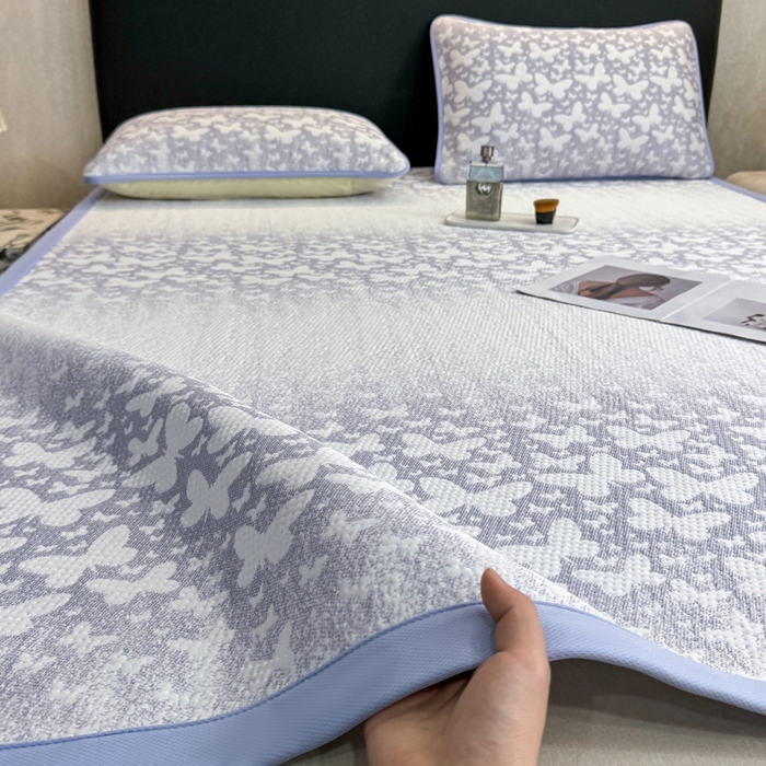 91家纺网 家纺一手货源 找家纺 （总）伊人坊 2026新款A类550克凉感提花值过0.21冰豆豆家用凉席子三件套夏季---凉席款