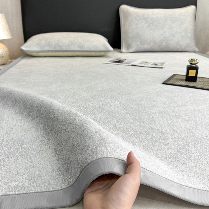 伊人坊 2026新款A类550克凉感提花值过0.21冰豆豆家用凉席子三件套夏季---凉席款 繁花-灰