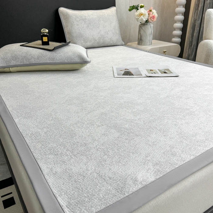 91家纺网 家纺一手货源 找家纺 伊人坊 2026新款A类550克凉感提花值过0.21冰豆豆家用凉席子三件套夏季---凉席款 繁花-灰